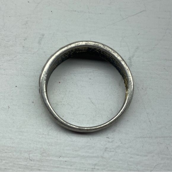 Black Satin Scroll Work And Floral Sterling Silver Ring - Picture 10 of 11